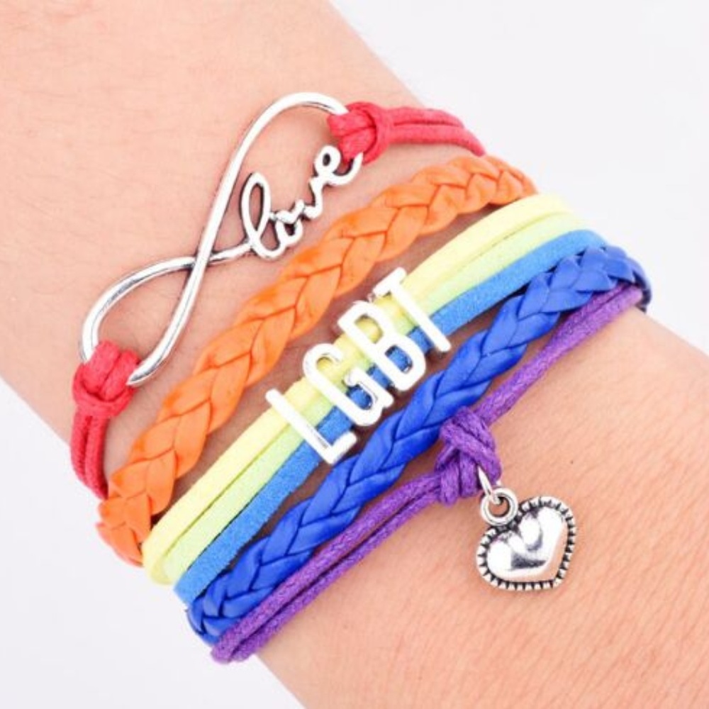 Pride Rainbow Leather Wrap Bracelet - Picture 1 of 1